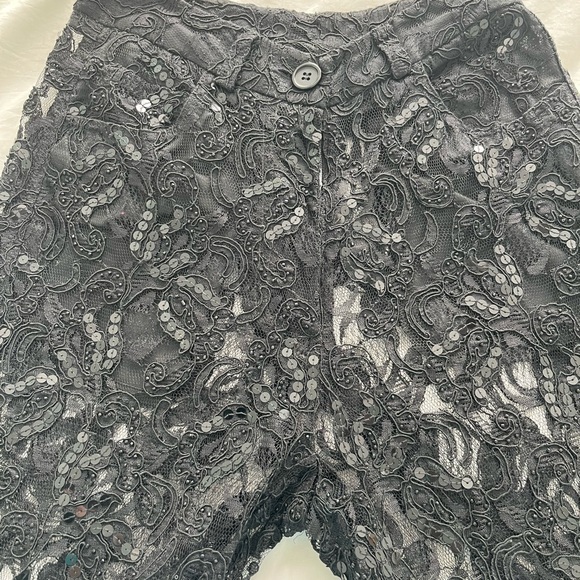Black lace and sequined 5 pocket flair pant - Picture 2 of 5